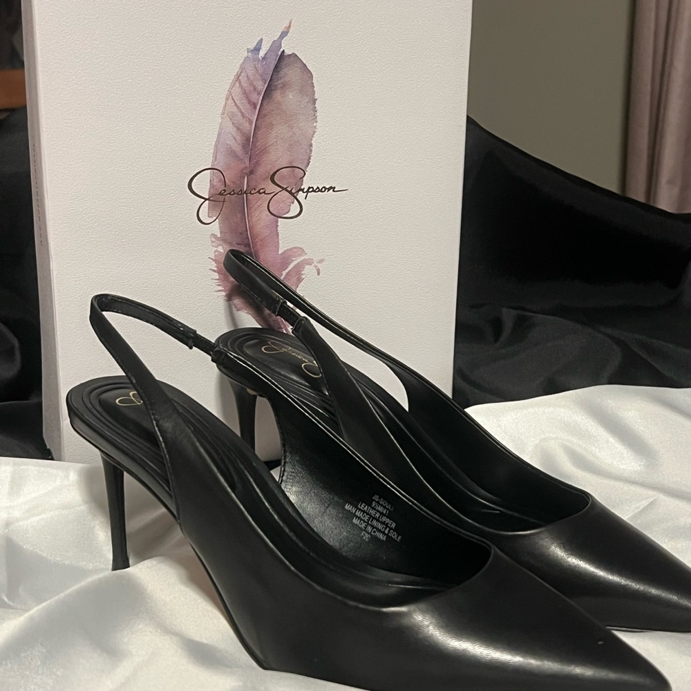Jessica Simpson Sleek Black Slingback Heels